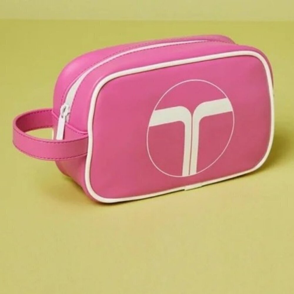 💕TRINA TURK💕 Retro Travel Case ~ Pink with White Signature T Logo NWT